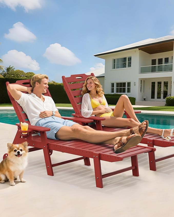 Carauci Lounge Chair Outdoor, HDPE Chaise Lounge - Image 8