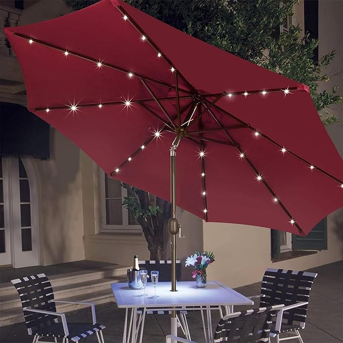 Blissun 9 ft Solar Umbrella, 32 LED Lighted Patio Umbrella, Table Market - Image 6