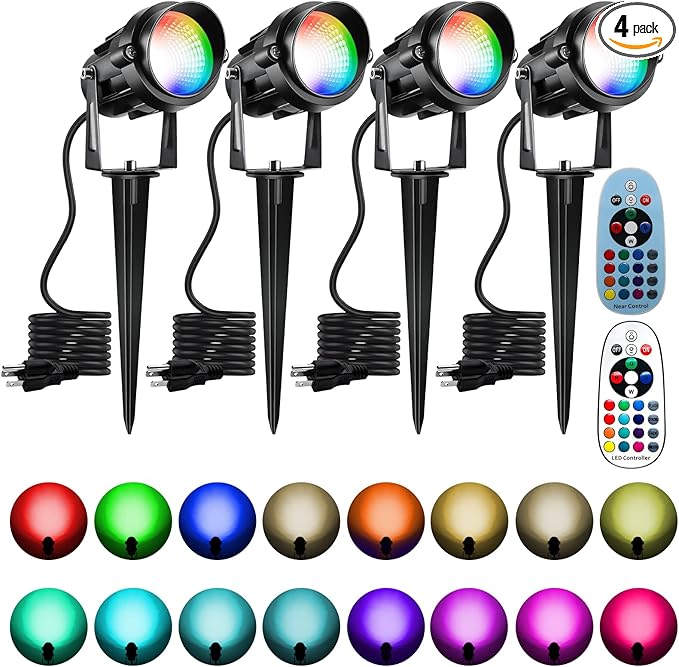 Christmas Spot Lights Outdoor Color Changing Landscape Spotlights, 12W RGBW LED by Qeeanmo