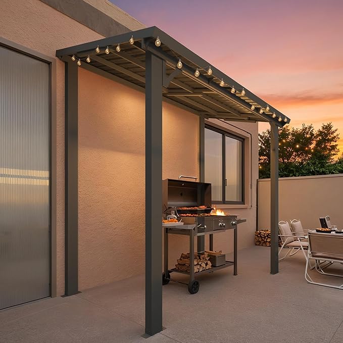 AECOJOY 8' x 5' Hardtop Grill Gazebo Outdoor Pergola, Small Heavy Duty Lean to - Image 5