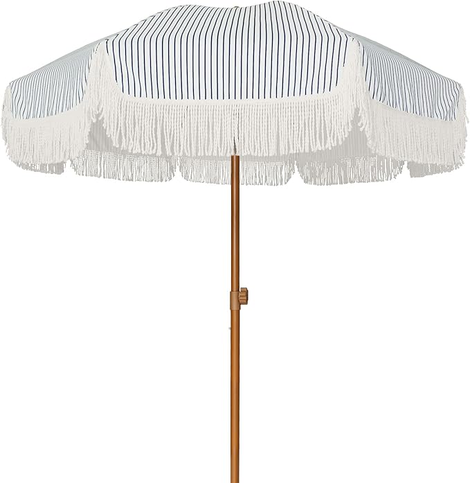 AMMSUN 7ft Patio Umbrella with Fringe Outdoor Tassel Umbrella UPF50+ Premium by AMMSUN