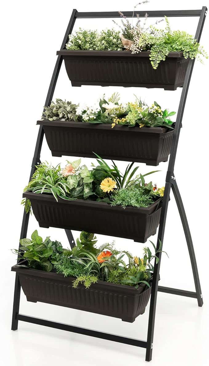 Giantex 5.2FT Vertical Raised Garden Bed, 4-Tier Elevated Planter Box w/4 by Giantex