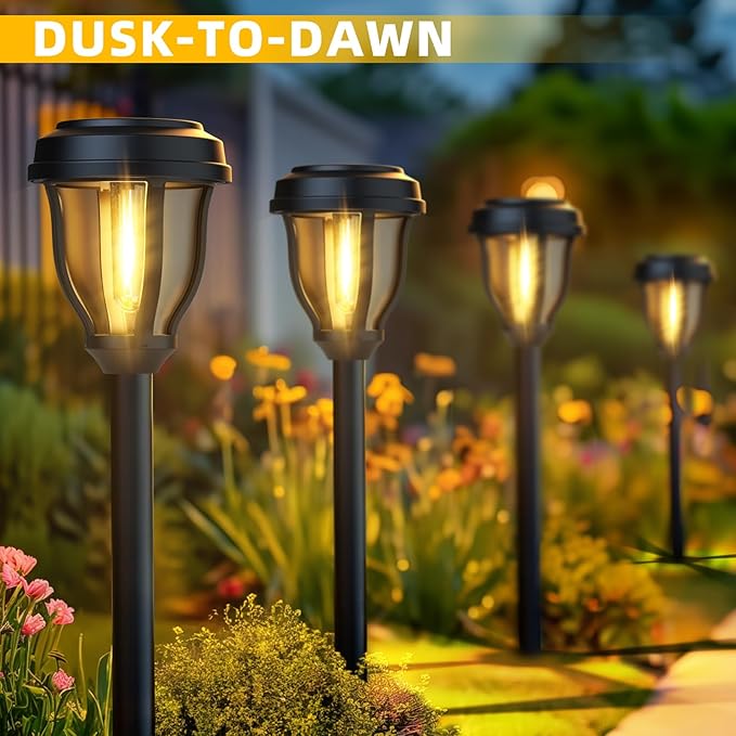 DERAYSION 6 Pack Solar Lights Outdoor, Solar Pathway Lights Waterproof Garden - Image 2