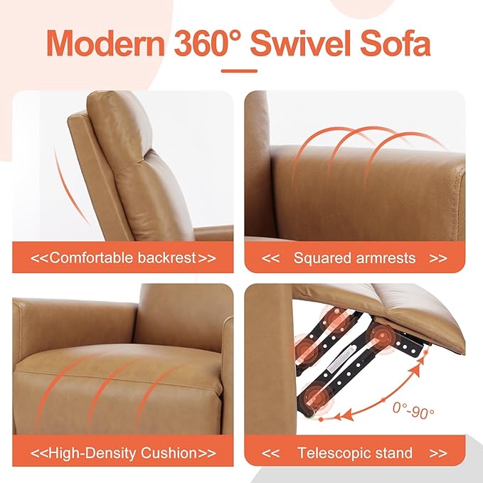 Sweetcrispy Recliner Chair, 360 Swivel Rocker Chair - Image 6