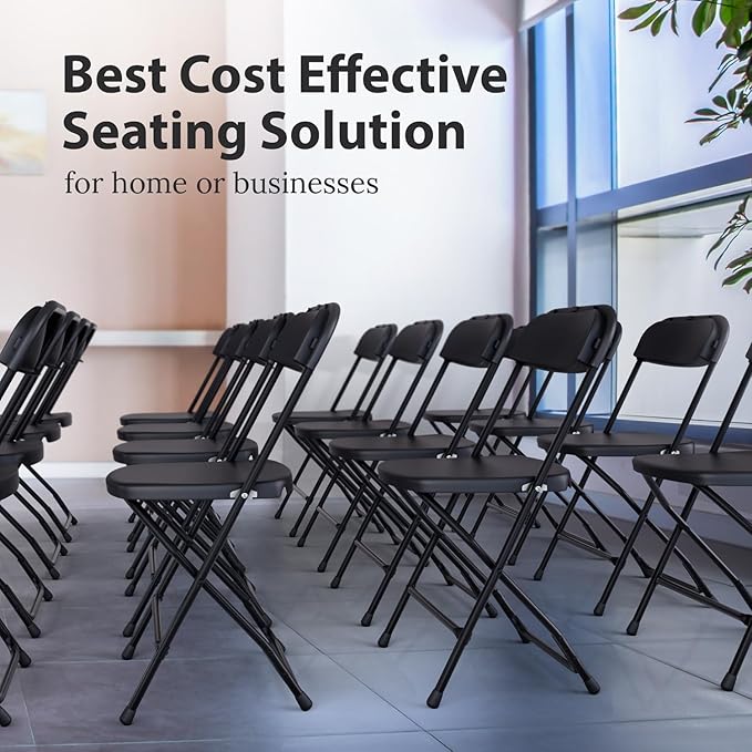 4 PACK White Foldable Plastic Chair | Folding & Stackable | 350 lbs Capacity - Image 5
