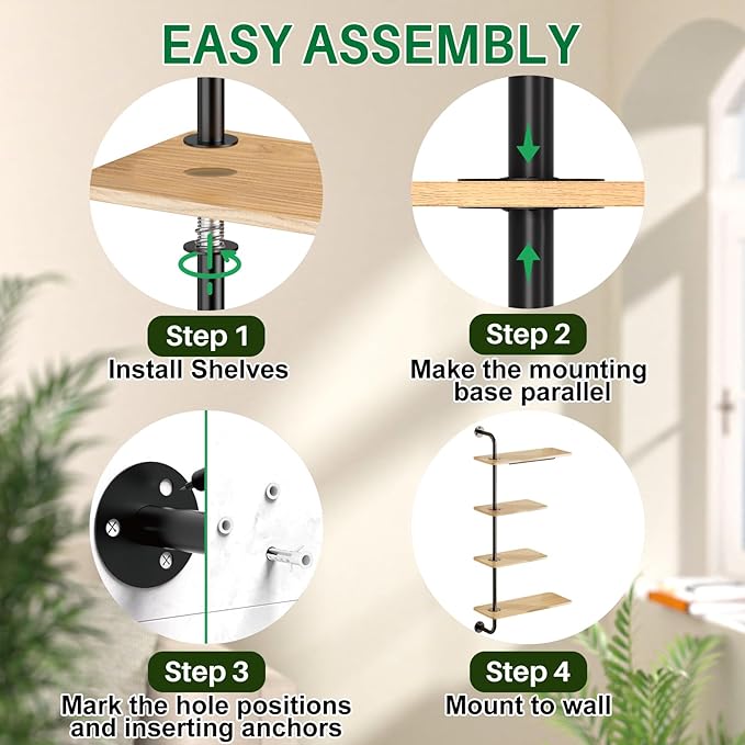 DELLAN 4-Tier Rotating Window Plant Shelf, Wall Mounted Indoor Hanging Plants - Image 4