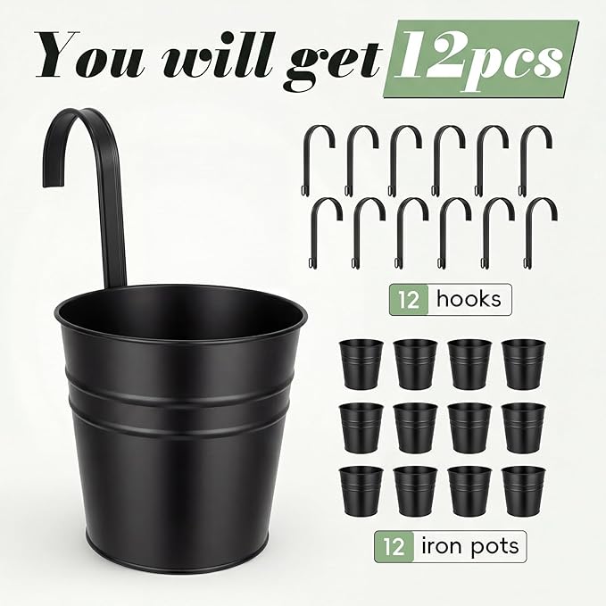 HowRU Hanging Flower Pots, Railing Planter Box - Image 4