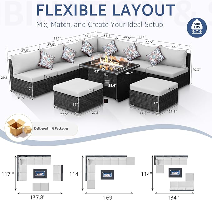 NICESOUL 10 Piece Modern Outdoor Patio Furniture Set - Image 4