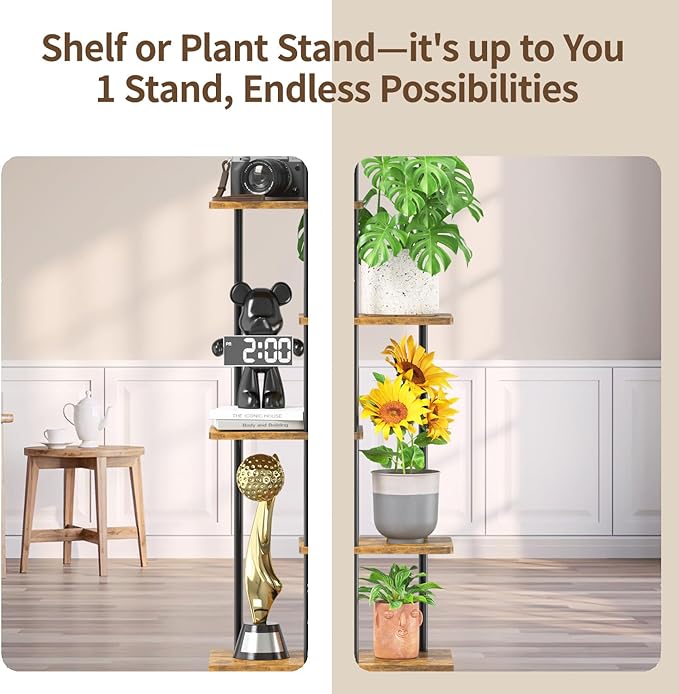 LASZOLA Black 5 Tier Wood Tall Plant Stand Indoor - Image 9