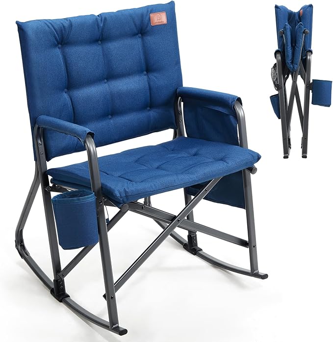 EVER ADVANCED Lightweight Folding Rocking Camping Chair, Padded Portable Rocker by EVERADVANCED