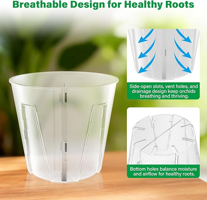 5 Inch Side-Open Orchid Pots 12 Pack, Breathable Slotted Flower Pots - Image 4