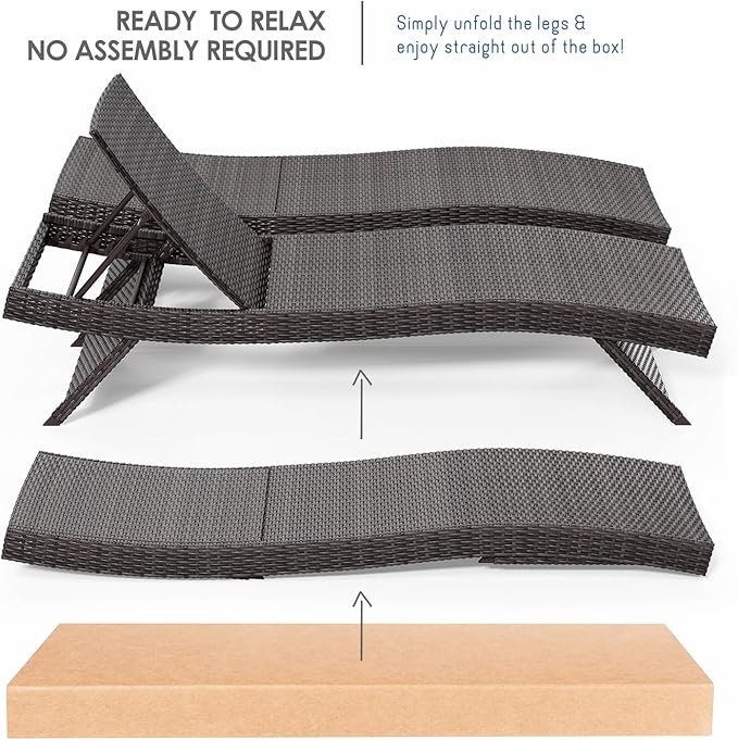 Nestl Chaise Lounge Chair Outdoor Set of 4, Wicker Patio Lounge Chair, Outdoor - Image 4