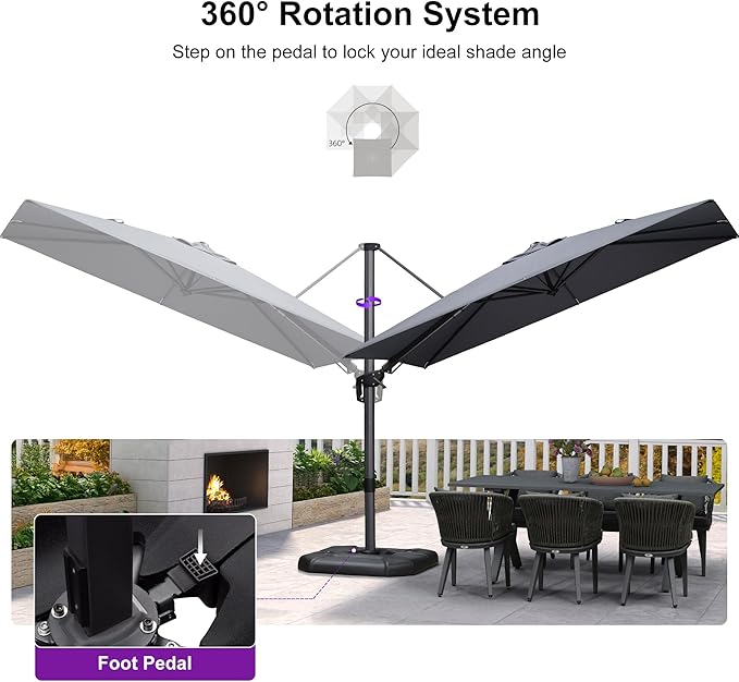 PURPLE LEAF 6' X 10' Left-right Tilt Patio Umbrella Outdoor Cantilever Swivel - Image 8