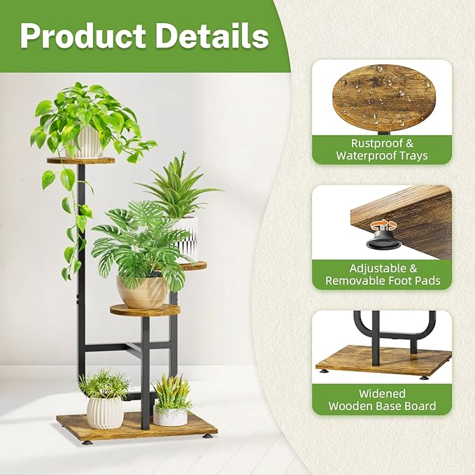 iDavosic.ly 3 Tier Plant Stand Indoor, Corner Tiered Multiple Flower Holder - Image 4
