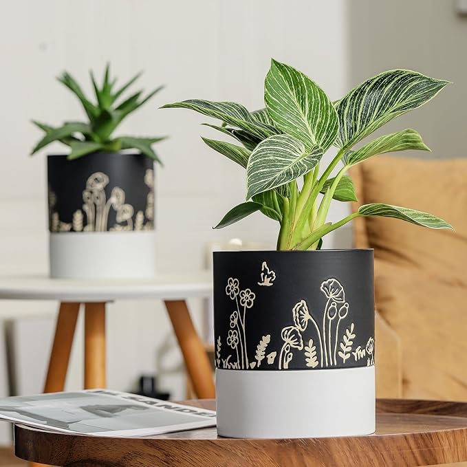 Nihow Self Watering Plant Pot: 6 Inch Ceramic Planter - Image 4