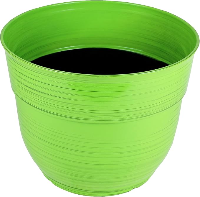 Garden Elements Indoor/Outdoor Glazed Brushed Happy Plastic Planter, Bright - Image 3