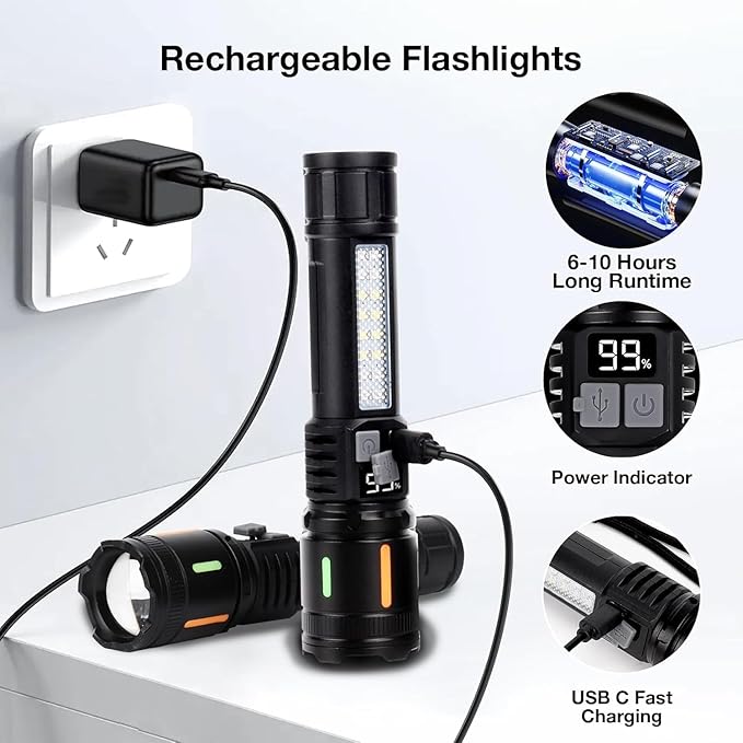 Rechargeable Flashlight High Lumens 900, Super Bright LED Handheld Flashlights - Image 4