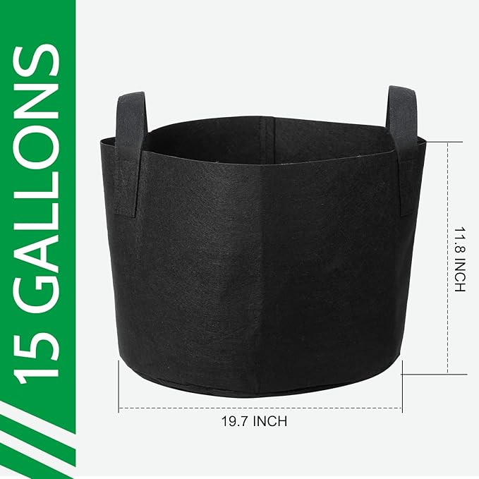 JERIA 12-Pack 15 Gallon Grow Bags, 300G Thickened Nonwoven Garden Pots - Image 2