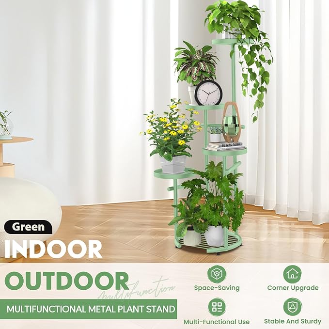 TOSKING 5 Tier Metal Plant Stand Indoor， Plant Shelf, Corner Shelf Flower Pot - Image 8