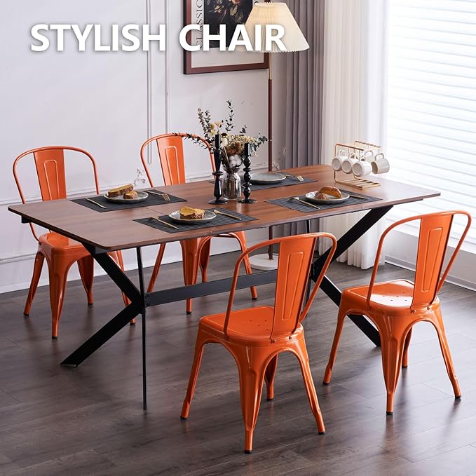 Nazhura Metal Dining Chair Farmhouse Tolix Style - Image 6