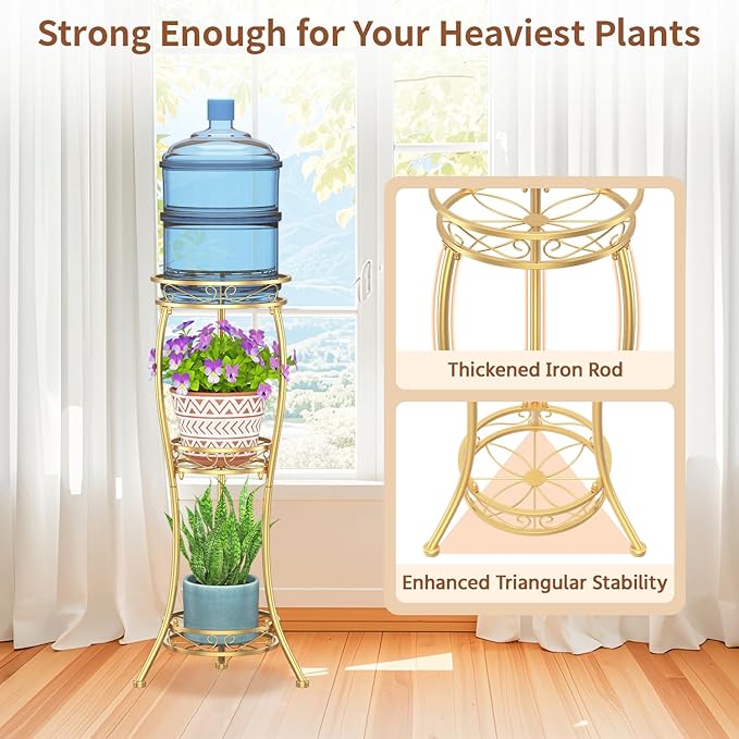 LASZOLA Gold 3 Tier Tall Plant Stand - Image 4