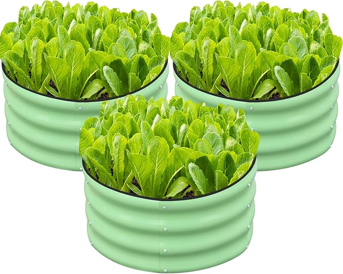 SnugNiture 3 Pcs 2x2x1ft Round Galvanized Raised Garden Bed Kit Outdoor by snugniture