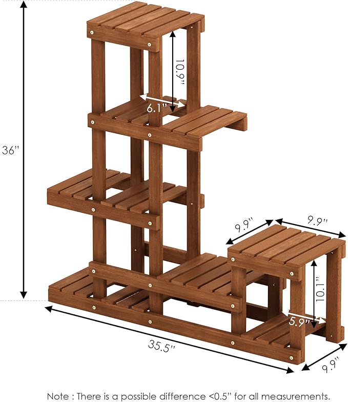 Furinno FG18451 Tioman Hardwood Patio Furniture Outdoor Flower Stand in Teak Oil - Image 7