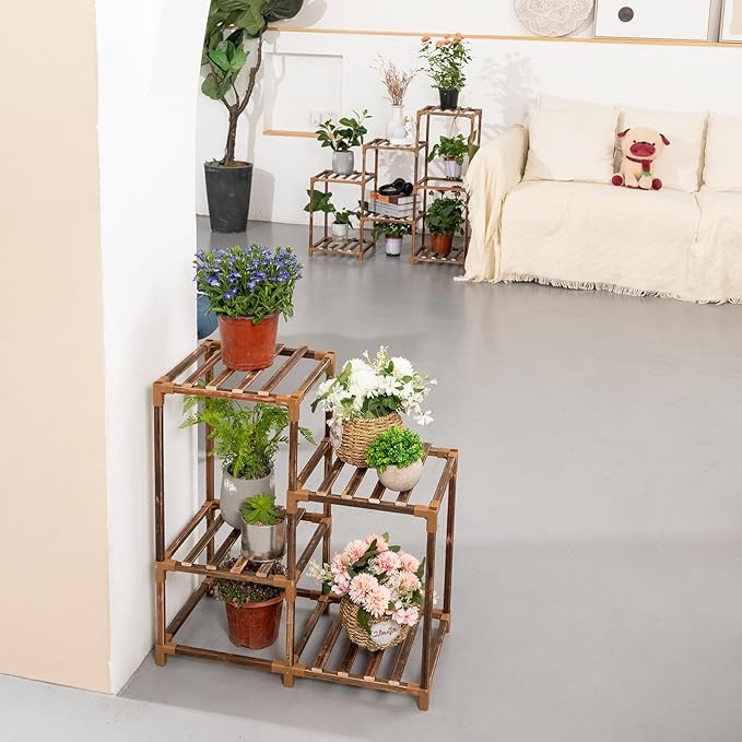 Uneedem Wood Plant Stand Indoor Outdoor Corner Plant Shelf Stand, 5 Tiered 10 - Image 7
