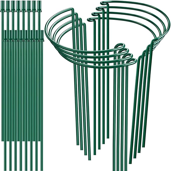 8 Pack 32 or 16 inch Adjustable Plant Support Stakes, Heavy-Duty Half Round by HiGift