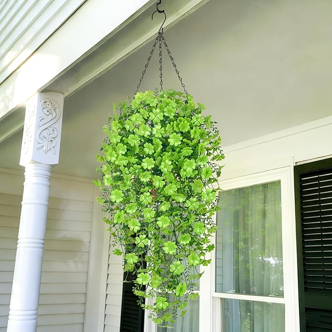 Waipfaru Artificial Hanging Four-leaf clover, Faux Ivy Pothos Vines Greenery - Image 5