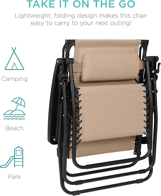 Best Choice Products 30” Wide Folding Zero Gravity Outdoor Recliner Patio - Image 9