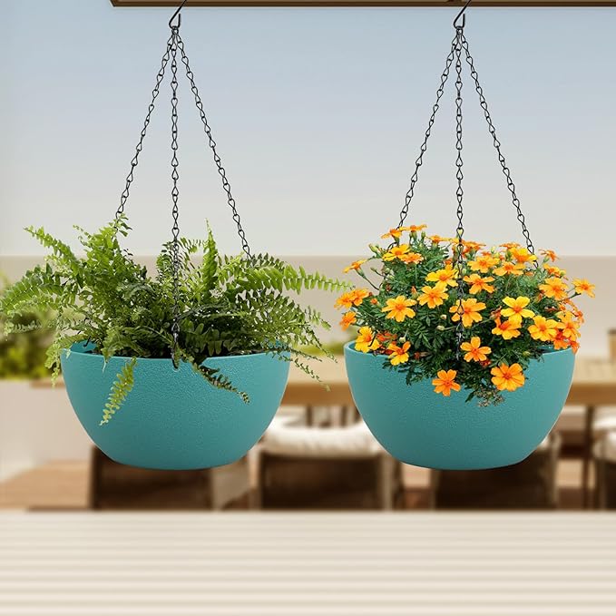 10 inch Hanging Planters for Indoor Outdoor Plants, 2 Pack Hanging Flower Pots - Image 6