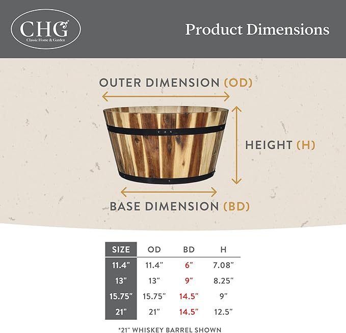 Classic Home and Garden Outdoor Whiskey Resin Flower Pot Barrel Planter - Image 5