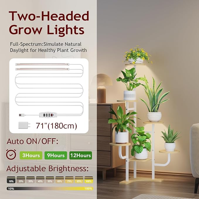 Corner Plant Stand with Grow Light - Image 5