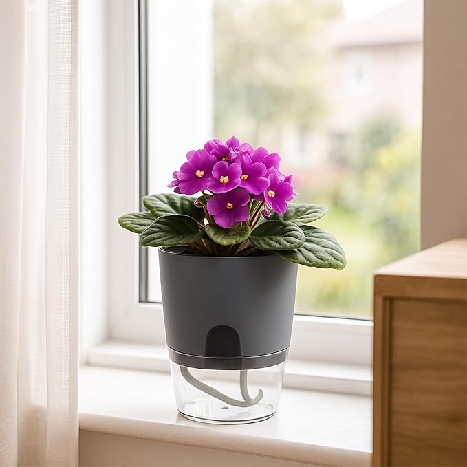 3 Pack Self Watering Pots for Indoor Plants, PlanterHoma 6 Inch Plant Pot - Image 4
