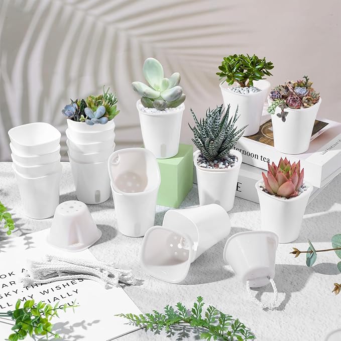 24 Pcs Self Watering Pots for Indoor Plants, 3 Inch White Plastic Self Watering - Image 5
