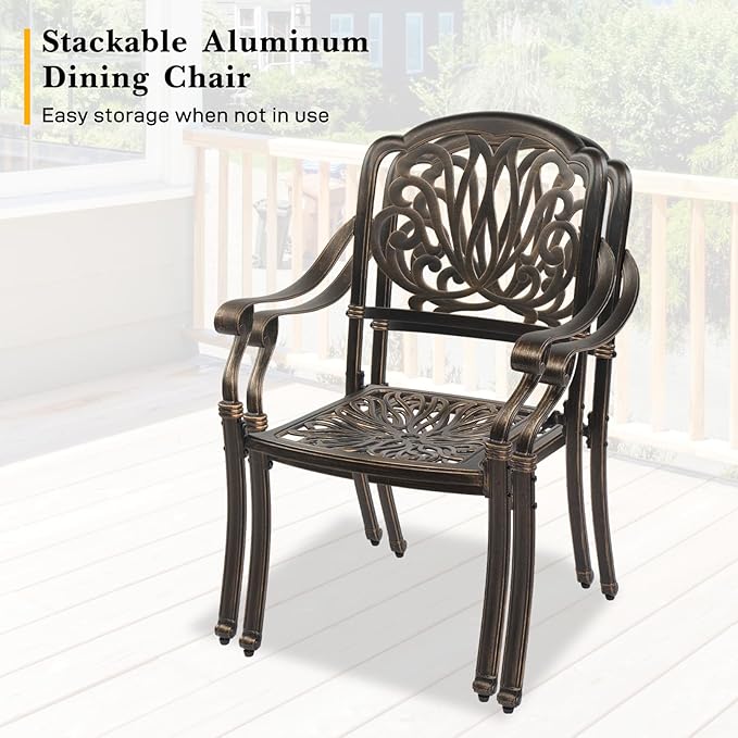 VINGLI 5-Piece Outdoor Patio Dining Set, Cast Aluminum All-Weather Outdoor - Image 4