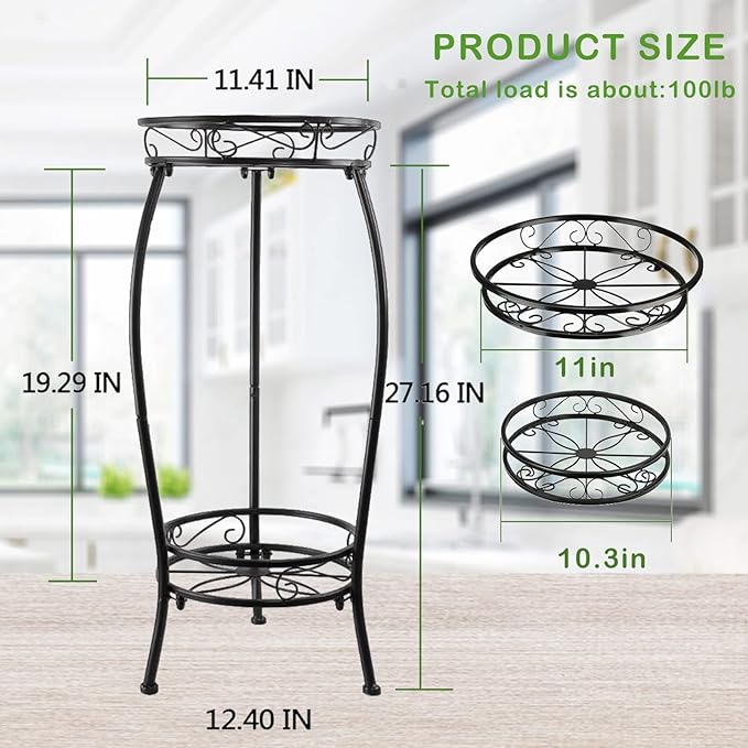 MOCORY Plant Stand Indoor Outdoor 2 Tier 27" Tall Metal Potted Holder Flower - Image 3