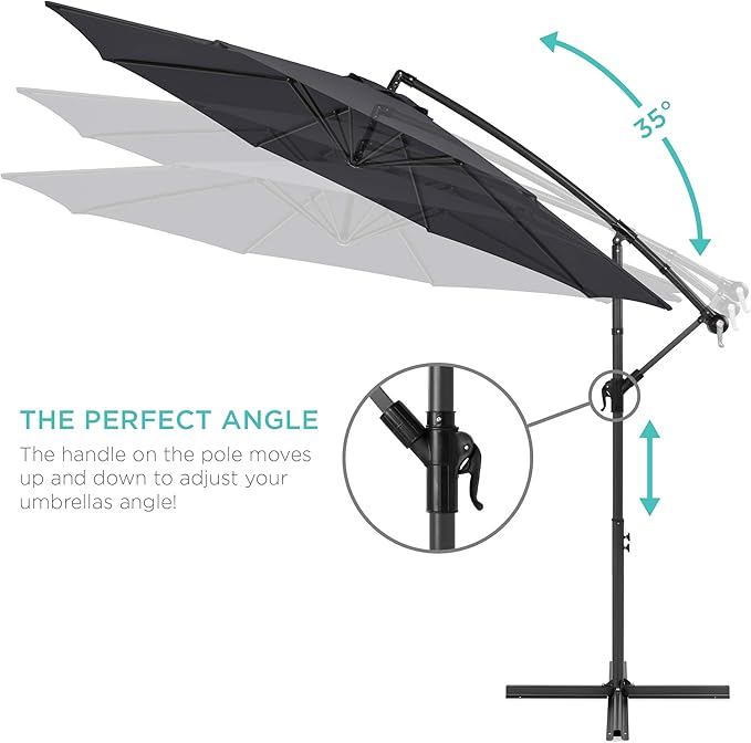 Best Choice Products 10ft Offset Hanging Market Patio Umbrella w/Easy Tilt - Image 4