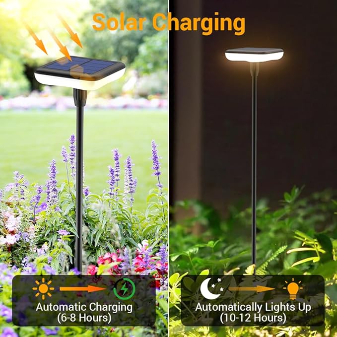Solar Lights Outdoor Garden 4 Pack Solar Pathway Light 31" Tall Solar Landscape - Image 3