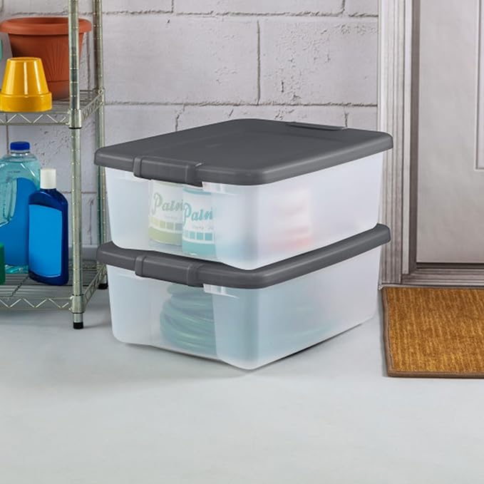 Sterilite 18-Pack Plastic Storage Bins w/ Lids, Shelf Totes Clear Containers - Image 5