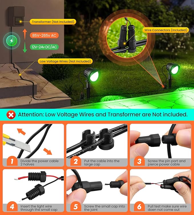 MEIKEE 15W RGB Landscape Lights 12V 24V Low Voltage Landscape Lighting RGBW - Image 6