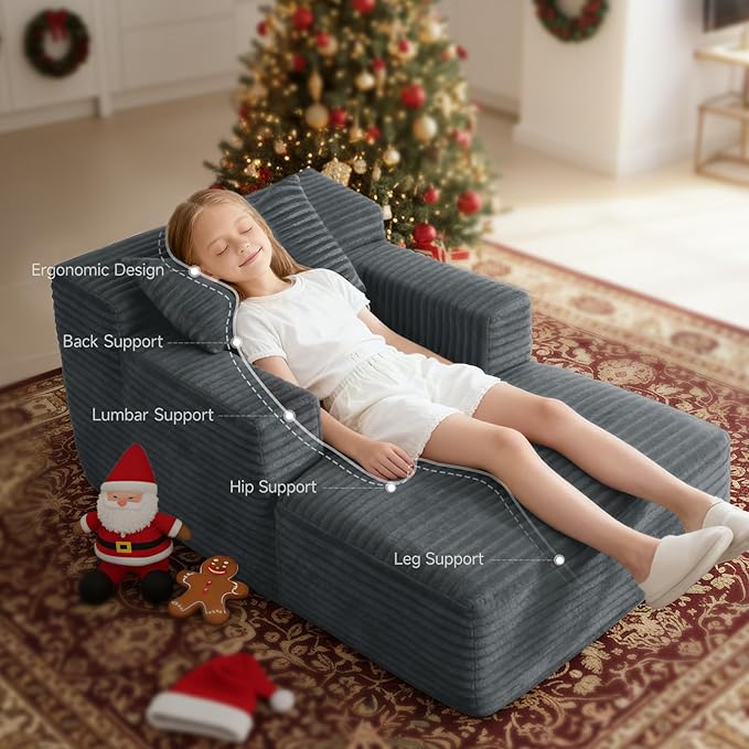45'' Chaise Lounge Chair Indoor, Corduroy Upholstered Boneless Sofa Bed - Image 3
