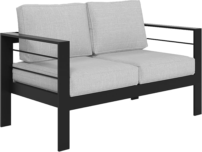 Solaste Aluminum Patio Loveseat, Metal Patio Sofa - Image 7