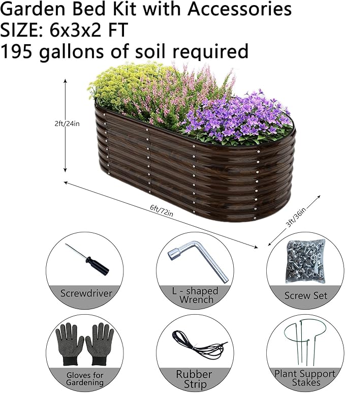 Galvanized Metal Planter Round Raised Garden Bed Kit - Image 2
