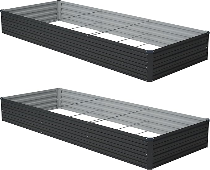12x4x1 ft Galvanized Raised Garden Bed, Outdoor Planter Box Metal Patio Kit by Zunatu
