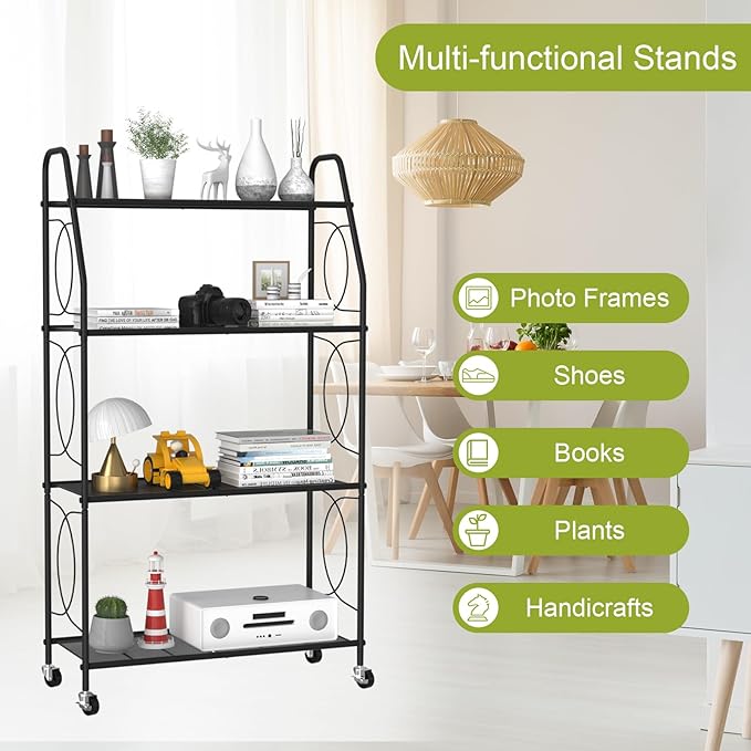 4 Tier Plant Stand with Wheels, Plant Shelf - Image 3