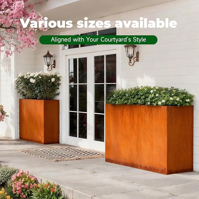 Corten Steel Outdoor Planter Box 32" x 15" x 24" - Image 3