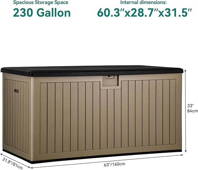 YITAHOME XXL 230 Gallon Large Deck Box, Outdoor Storage - Image 7