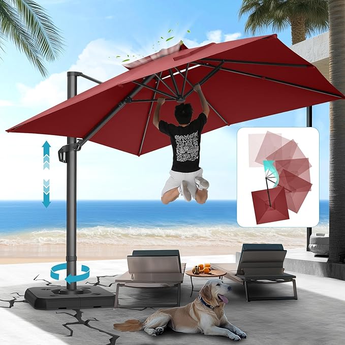 HOTEEL10x10ft Patio Umbrella Cantilever Umbrellas by HOTEEL